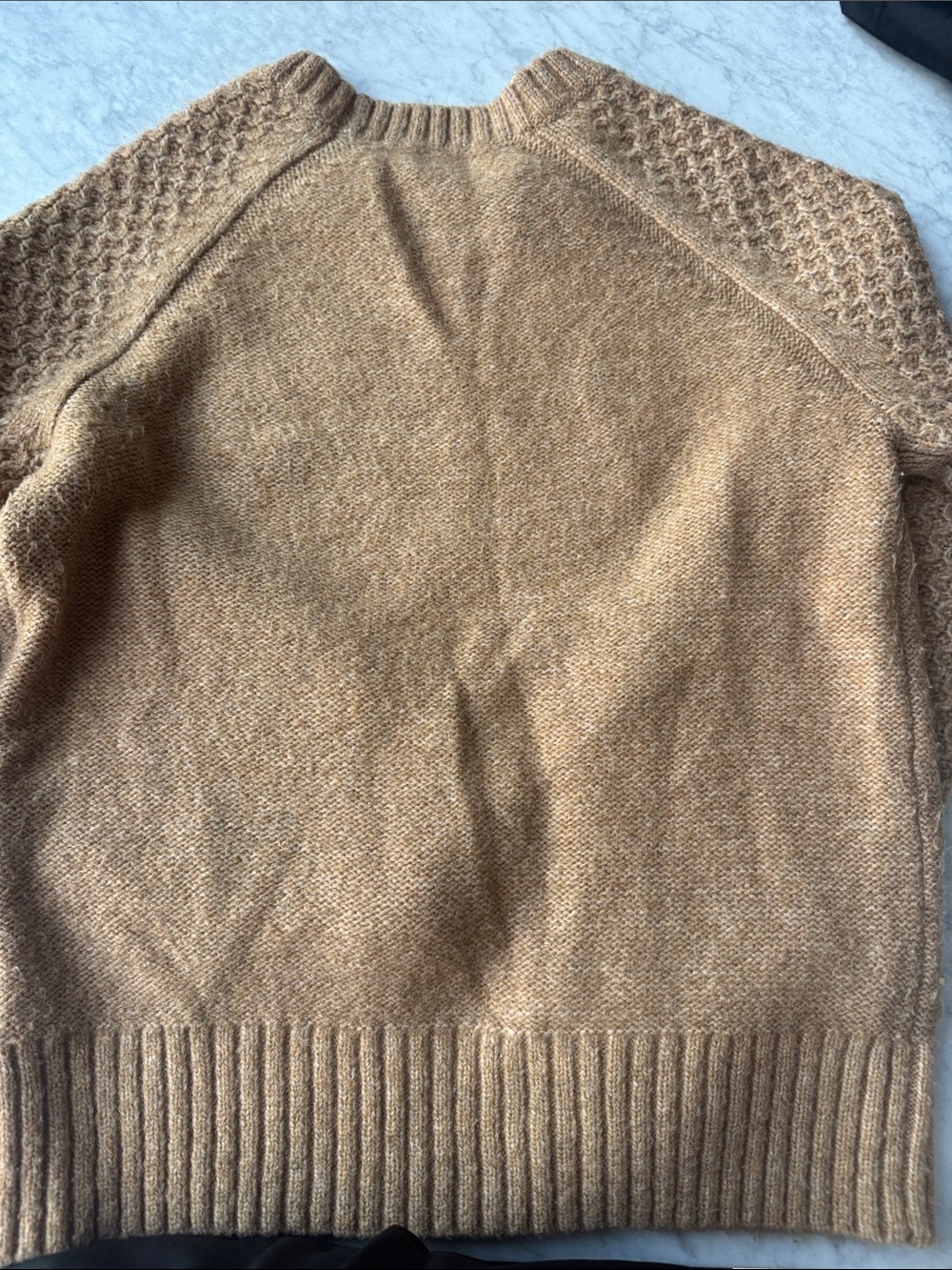 J. Crew Honey Camel Textured-Sleeve Crewneck Sweater - Picture 2 of 3